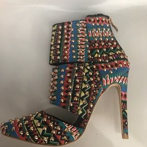 Studded multi color pump bootie